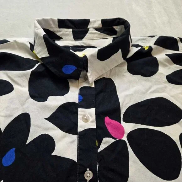 Plus 3X Maeve Anthropologie The Bettina tiered shirt dress Black White floral 2 - Picture 5 of 11